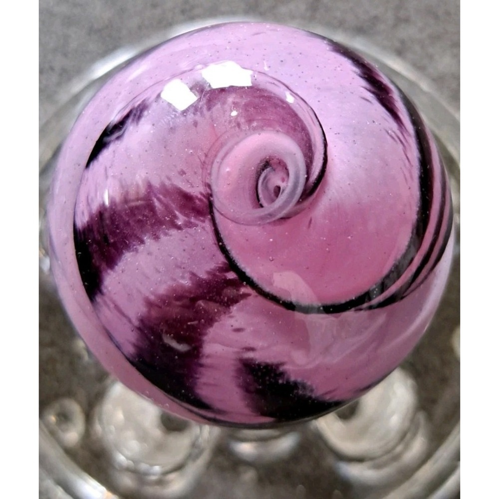 Signed Artist Handmade Art Glass Marble Pink Purple Black Swirl Dated 2003 1.73" - Picture 7 of 14
